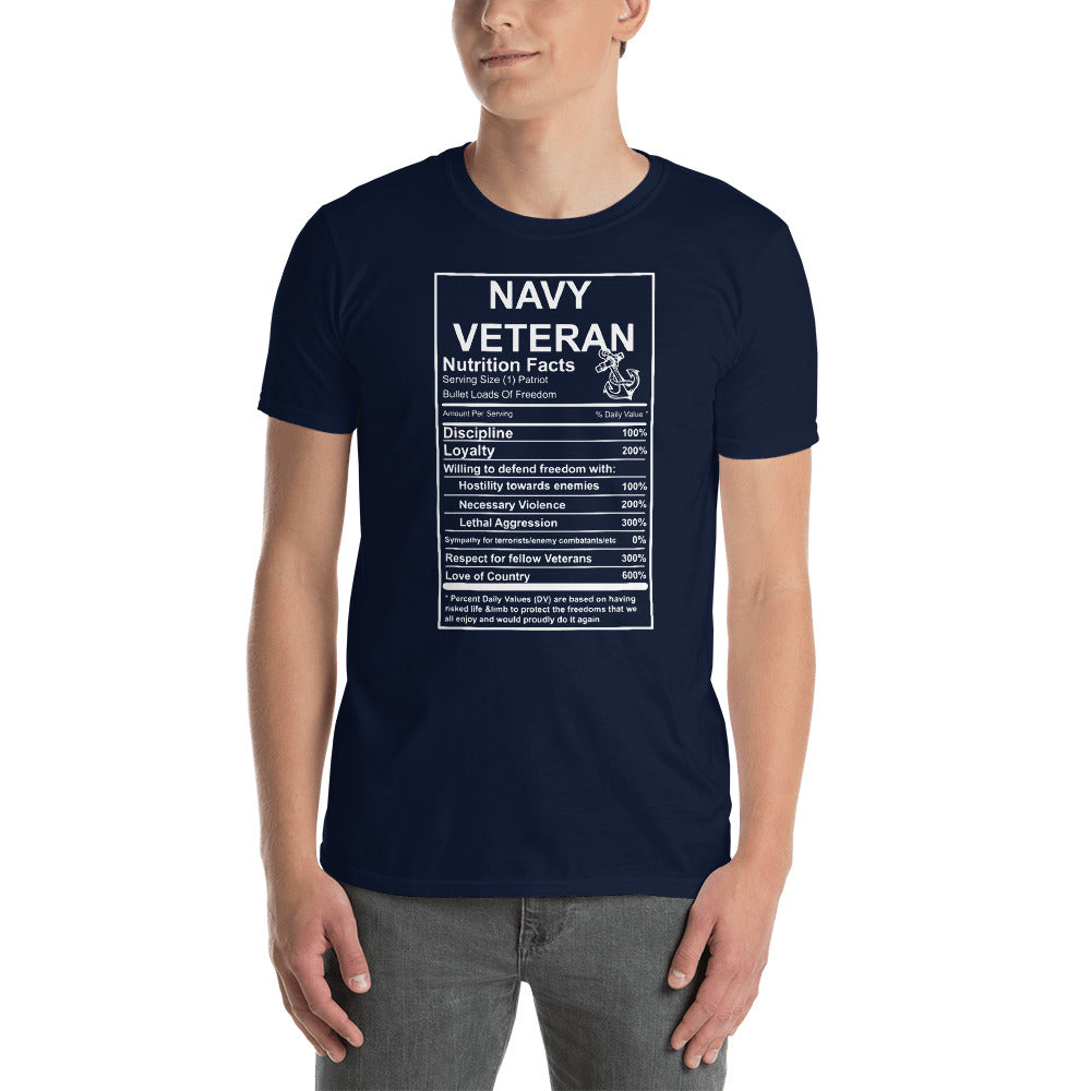 Navy Veteran Nutrition Facts Short-Sleeve T-Shirt – Mustang Loot